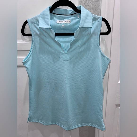 Pebble Beach Dry-Luxe Women's Aqua Sleeveless Top for Golf or Pickleball - Picture 2 of 11